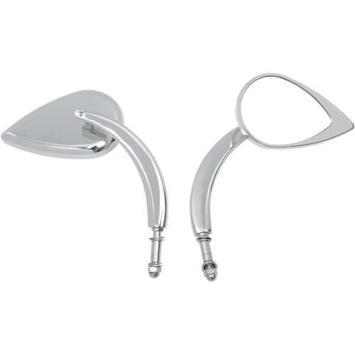Drag Specialties - Mirror - Side View - Teardrop - Chrome - Curved/Long Stem - Each