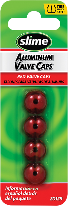Valve Stem Caps - Red - 4 Pack