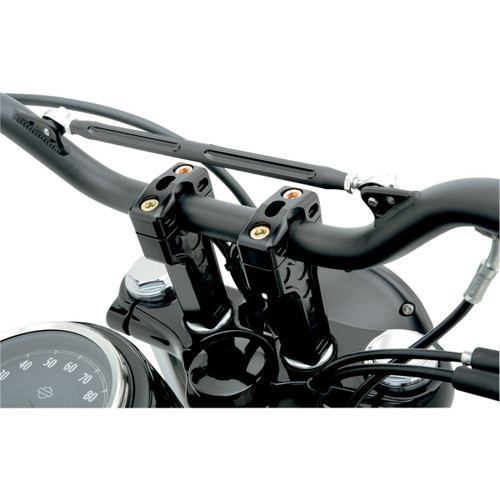 Joker Machine #03-864B - Dual Handlebar Riser Clamp Assembly - 4" - Harley Davidson - Black
