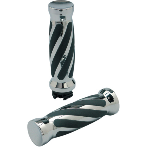 Pro-one Perf.mfg. #490010 - Custom Twisted Rubber Grips - Cable - Chrome