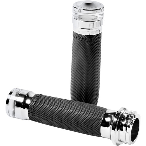 Performance Machine (PM) #0063-2101M-CH - Vision Series Contour LED Turn Signal Grips - Cable - Chrome