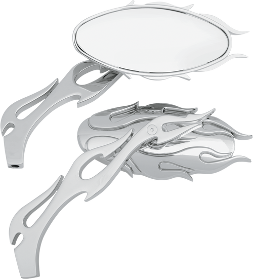 Flame Oval Mirror - Chrome