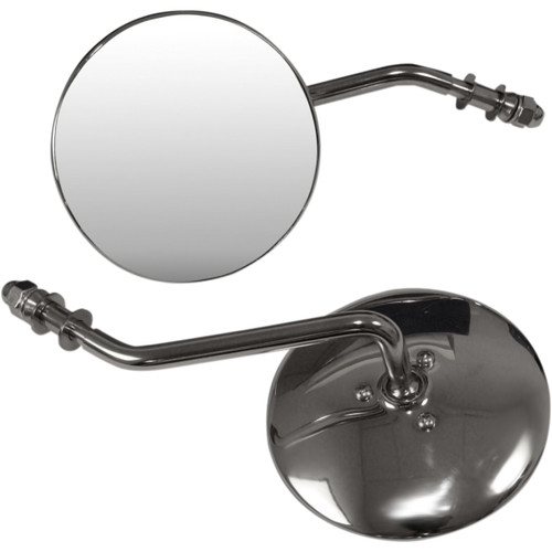 Emgo #20-21794 - Mirrors - Side View - Smooth/Round - Short Stem - Pair - Universal
