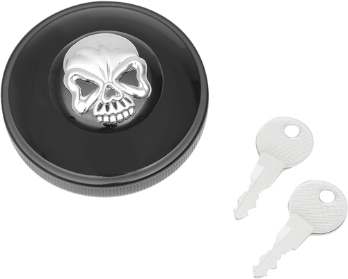 Vented Skull Locking Gas Cap - Black