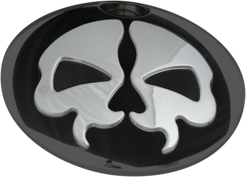 Split Skull Fuel Door - Black with Chrome