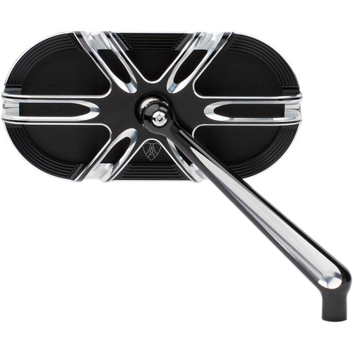 Arlen Ness #13-166 - Mirror - Side View - Caged Series/Deep Cut - Black - Right
