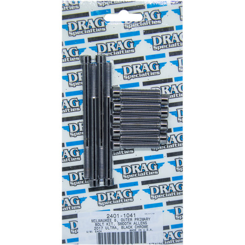 Drag Specialties - Bolt Kit - Outer Primary - Smooth/Socket-Head - Black/Chrome - M8
