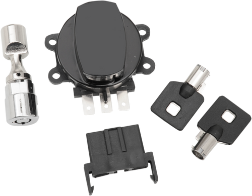 Drag Specialties Side Hinge Ignition Switch with Fork Lock - Gloss Black