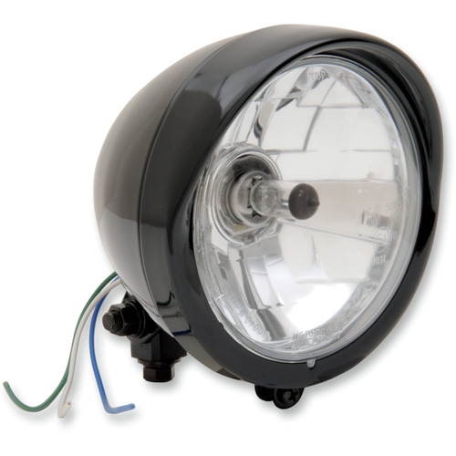 Drag Specialties - 5-3/4" Head Light with Visor - Clear Lens - Black