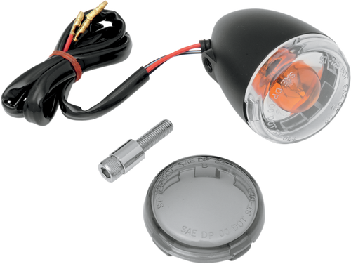 Universal Turn Signal Light - Front - Matte Black with Smoke Lens