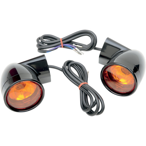 Drag Specialties - Bullet Turn Signal Lights - Front - Gloss Black - Harley-Davidson