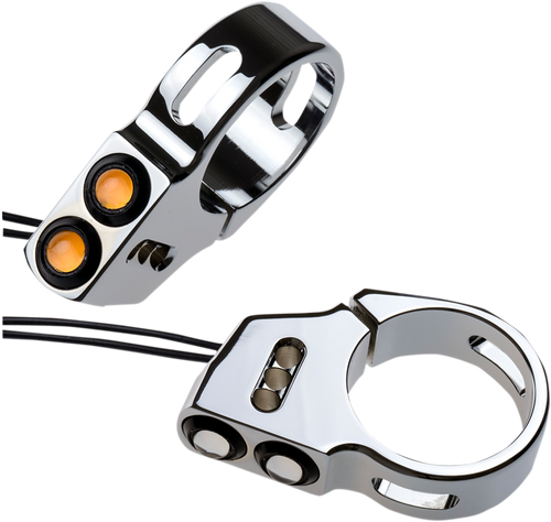Rat Eye LED Turn Signals - 49 mm - Chrome