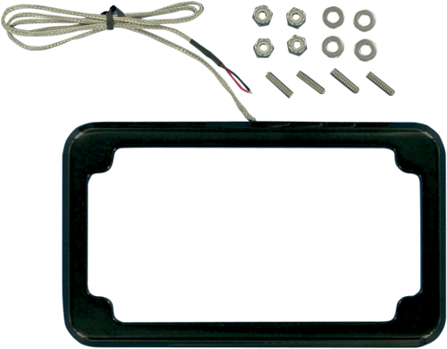 Beveled License Plate Frame - Black - with Plate Light