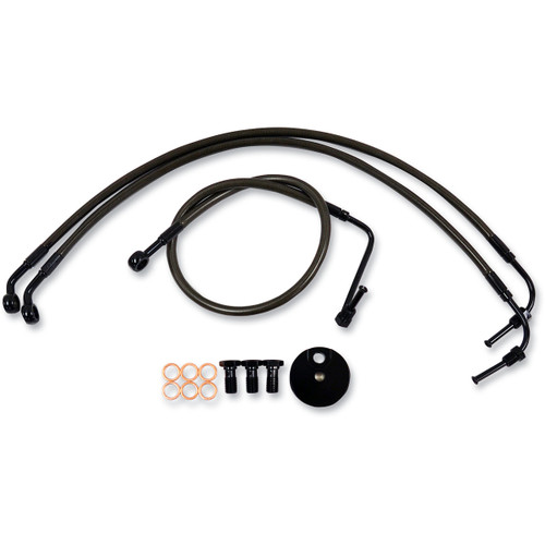 LA Choppers #LA-8005B13M - Brake Lines - 12" - 14" Ape Hanger Handlebars - Midnight