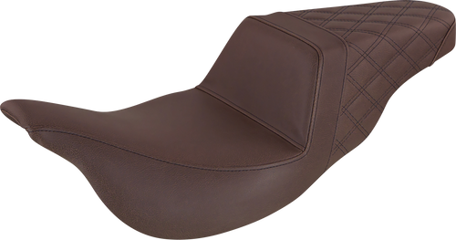 Step Up Seat - Rear Lattice Stitched - Brown - FLH