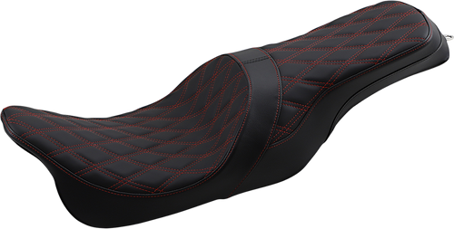 Forward Positioned Predator 2-Up Seat - Double Diamond - Red Stitched