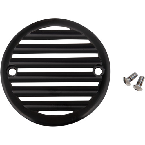 Joker Machine #02-98TC - Points Cover - Finned - 2 Hole - Black Anodized/Silver