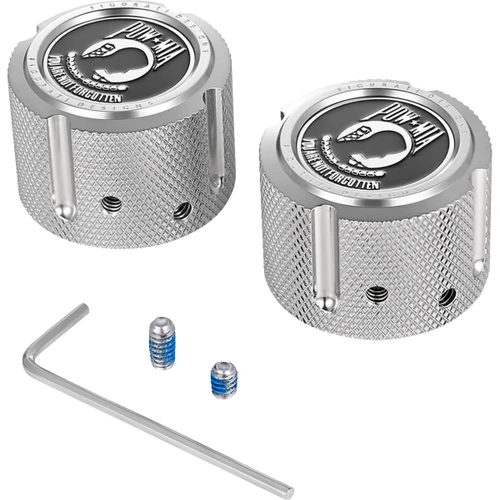 Figurati Designs #FD50-FAC-SS - Axle Nut Cover - Front - Stainless Steel - POW MIA - Silver