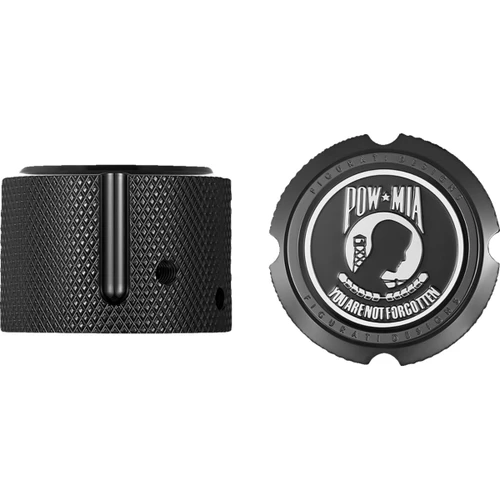 Figurati Designs #FD50-FAC-BK - Axle Nut Cover - Front - Stainless Steel - POW MIA - Black