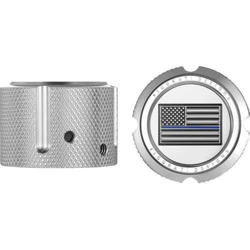 Figurati Designs #FD70-FAC-SS - Axle Nut Cover - Front - Stainless Steel - Blue Line Flag - Silver