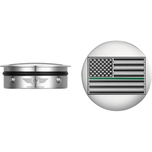 Figurati Designs #FD72-AFGL-SS - Swing Arm Covers - Green Line American Flag - Custom - Reversed