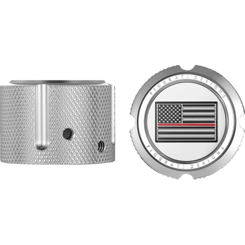 Figurati Designs #FD73-FAC-SS - Axle Nut Cover - Front - Stainless Steel - Red Line Flag - Silver