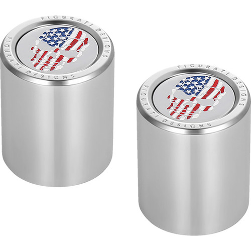 Figurati Designs #FD24-DC-2730-SS - Docking Covers - Red/White/Blue American Flag Skull - Silver