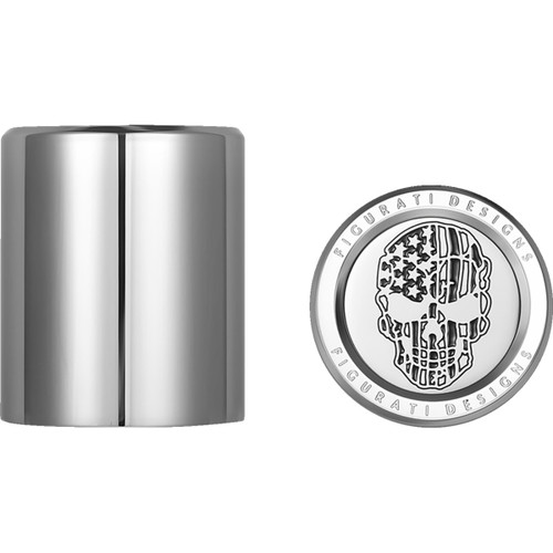 Figurati Designs #FD27-DC-2730-SS - Docking Covers - American Flag Skull - Contrast Cut - Silver
