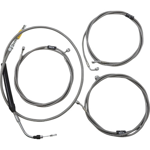 LA Choppers #LA-8058KT-16 - Standard Stainless Braided Handlebar Cable/Brake Line Kit - 15"-17" Ape Hangers - '21-'22 Touring