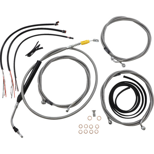 LA Choppers #LA-8058KT2-16 - Complete Stainless Braided Handlebar Cable/Brake Line Kit - 15"-17" Handlebars - '21-'22 FLTR
