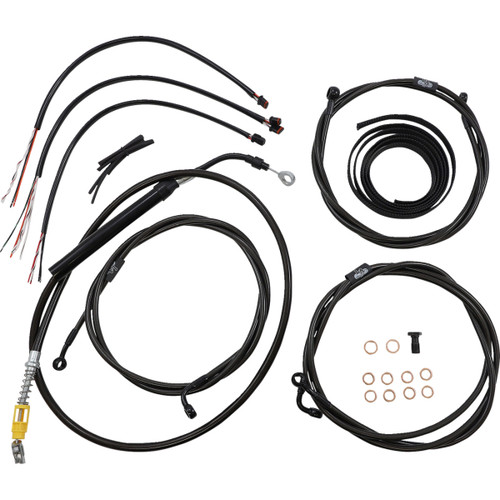 LA Choppers #LA-8058KT2-16M - Complete Midnight Braided Cable Kit - 15"-17" Handlebars - ABS - '21-'22 Touring