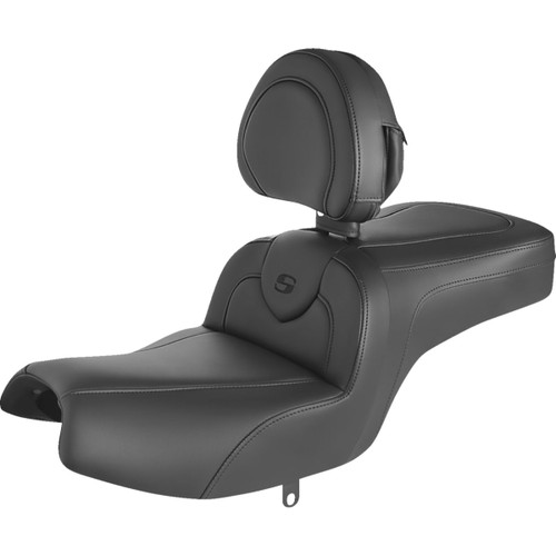 Saddlemen #I20-06-187BR - RoadSofa™ Seat - with Backrest - Black/Black Stitching - Challenger/Pursuit '20-'24