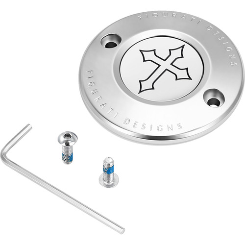 Figurati Designs #FD41-TC-2H-SS - Timing Cover - 2 Hole - Cross - Stainless Steel