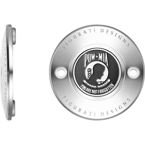Figurati Designs #FD50-TC-2H-SS - Timing Cover - 2 Hole - POW MIA - Stainless Steel