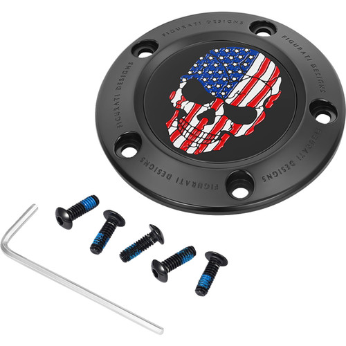 Figurati Designs #FD25-TC-5H-BLK - Timing Cover - 5 Hole - Skull - Black