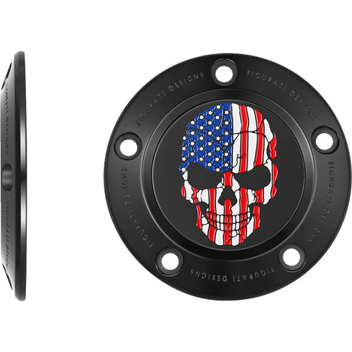 Figurati Designs #FD25-TC-5H-BLK - Timing Cover - 5 Hole - Skull - Black