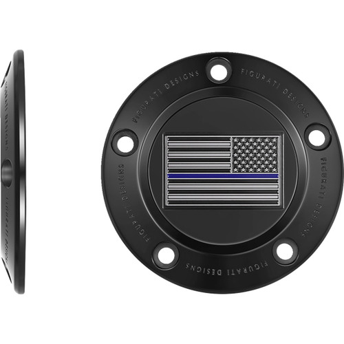 Figurati Designs #FD71-TC-5H-BLK - Timing Cover - 5 Hole - Blue Line American Flag - Black