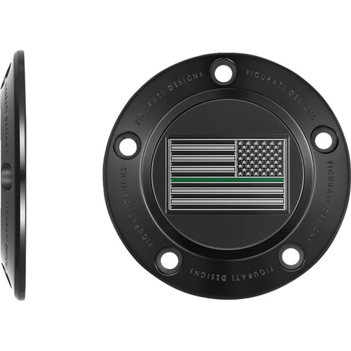 Figurati Designs #FD72-TC-5H-BLK - Timing Cover - 5 Hole - Green Line American Flag - Black