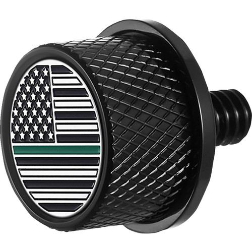 Figurati Designs #FD72-SEAT KN-BK - Seat Mounting Knob - Black - Green Line American Flag