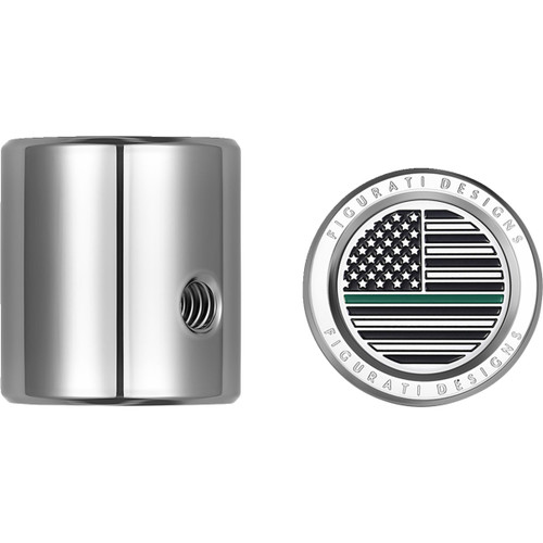 Figurati Designs #FD72-HTSC-SS - Heel-Toe Shifter Cover - Green Line American Flag - Stainless Steel