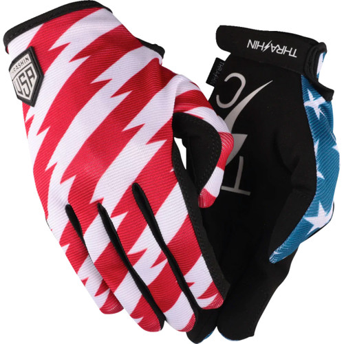 Thrashin Supply CO. #SV1-12-10 - Stars & Bolts Stealth Gloves - Red/Blue - Large