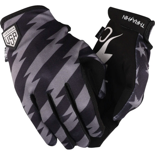Thrashin Supply CO. #SV1-13-11 - Stars & Bolts Stealth Gloves - Black/Gray - XL