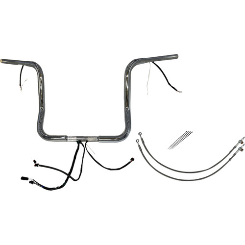 FAT Baggers INC. #902514 - EZ Install Wired 1-1/4" Round Top Handlebar Kit - 14" - Chrome