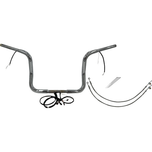 FAT Baggers INC. #901512 - EZ Install Wired 1-1/4" Round Top Handlebar Kit - 12" - Chrome
