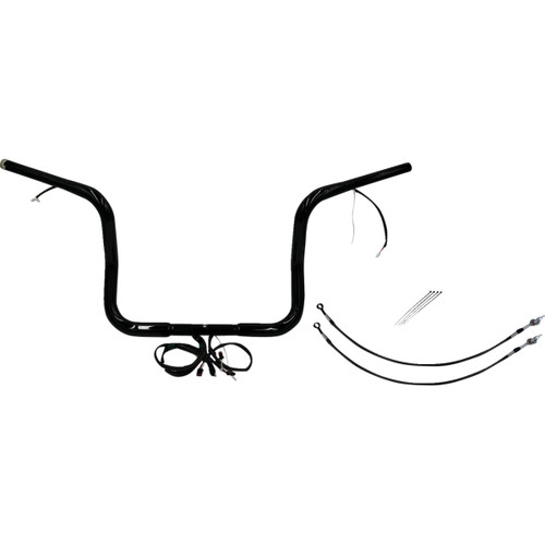 FAT Baggers INC. #901512-B - EZ Install Wired 1-1/4" Round Top Handlebar Kit - 12" - Black