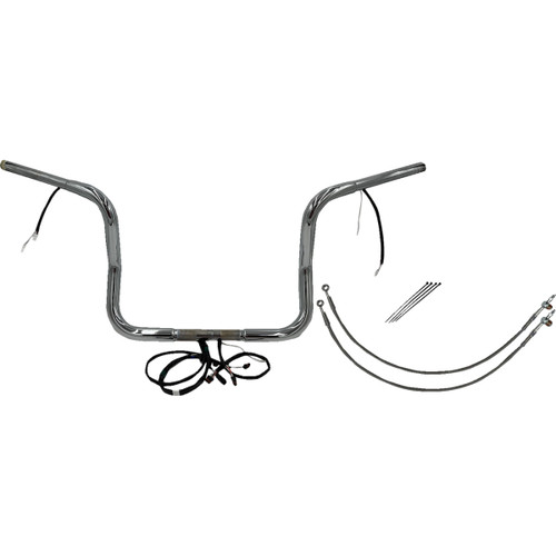 FAT Baggers INC. #902512 - EZ Install Wired 1-1/4" Round Top Handlebar Kit - 12" - Chrome