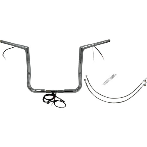 FAT Baggers INC. #701214 - EZ Install Wired 1-1/4" Flat Top Handlebar Kit - 14" - Chrome