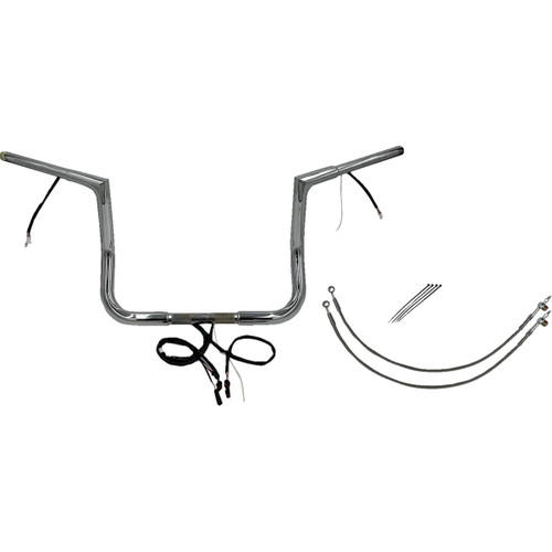 FAT Baggers INC. #702212 - EZ Install Wired 1-1/4" Flat Top Handlebar Kit - 12" - Chrome