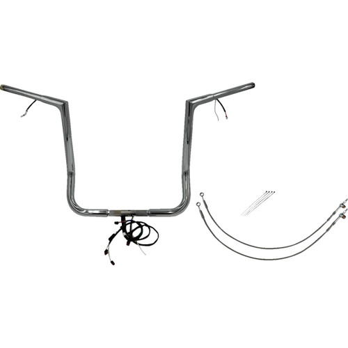 FAT Baggers INC. #702216 - EZ Install Wired 1-1/4" Flat Top Handlebar Kit - 16" - Chrome