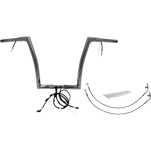 FAT Baggers INC. #702914 - EZ Install Wired 1-1/4" Flat Top Handlebar Kit - 14" - Chrome